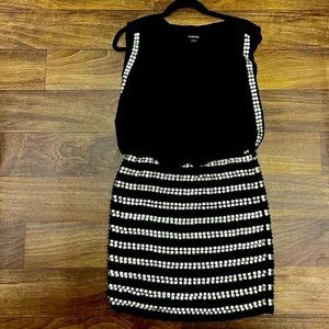 Bebe | Black Beaded Mini Dress | Size 2